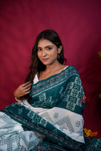 khanduapata Green & White Colour Body Design Cotton Saree For Women | Grocsy
