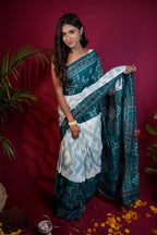 khanduapata Green & White Colour Body Design Cotton Saree For Women | Grocsy