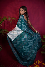 khanduapata Green & White Colour Body Design Cotton Saree For Women | Grocsy