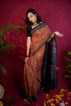 khanduapata Brown & Black Colour Body Design Cotton Saree For Women | Grocsy