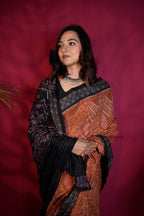 khanduapata Brown & Black Colour Body Design Cotton Saree For Women | Grocsy
