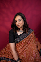 khanduapata Brown & Black Colour Body Design Cotton Saree For Women | Grocsy