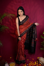 khanduapata Red & Black Colour Body Design Cotton Saree For Women | Grocsy