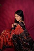 khanduapata Red & Black Colour Body Design Cotton Saree For Women | Grocsy