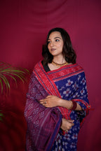 khanduapata Red & Blue Colour Pasapali Border Body Design Cotton Saree For Women | Grocsy