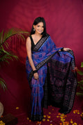 khanduapata Black & Blue Colour Body Design Cotton Saree For Women | Grocsy