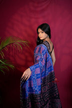 khanduapata Black & Blue Colour Body Design Cotton Saree For Women | Grocsy