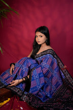 khanduapata Black & Blue Colour Body Design Cotton Saree For Women | Grocsy