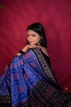 khanduapata Black & Blue Colour Body Design Cotton Saree For Women | Grocsy