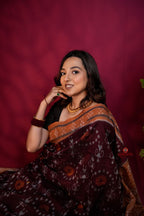 khanduapata Maroon & Orange Colour Pasapali Border Body Design Cotton Saree For Women | Grocsy