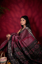 khanduapata Black & Red Colour Body Design Cotton Saree For Women | Grocsy