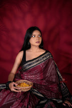 khanduapata Black & Red Colour Body Design Cotton Saree For Women | Grocsy