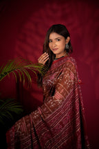 khanduapata Brown & Red Colour Body Design Cotton Saree For Women | Grocsy