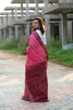 khanduapata Red & Pink Colour Body Design Cotton Saree For Women | Grocsy