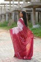 khanduapata Red & White Border Pasapali Design Cotton Saree For Women | Grocsy