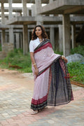 khanduapata White & Red Colour Dot Design Cotton Saree For Women | Grocsy