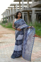 khanduapata Grey & White Body Design Cotton Saree For Women | Grocsy