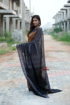 khanduapata Black & Brown Body Design Cotton Saree For Women | Grocsy