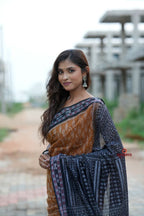 khanduapata Black & Brown Body Design Cotton Saree For Women | Grocsy