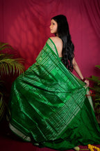 khanduapata Maroon & Lush Green Body Design Silk Saree For Women | Grocsy