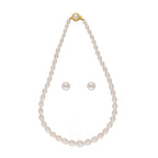 J Pearls White Graded Oval Pearl Necklace - Real Pearl Jewelry | Grocsy