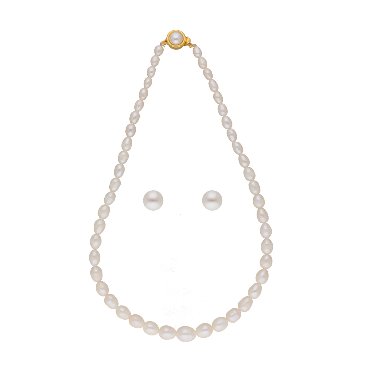 J Pearls White Graded Oval Pearl Necklace - Real Pearl Jewelry | Grocsy