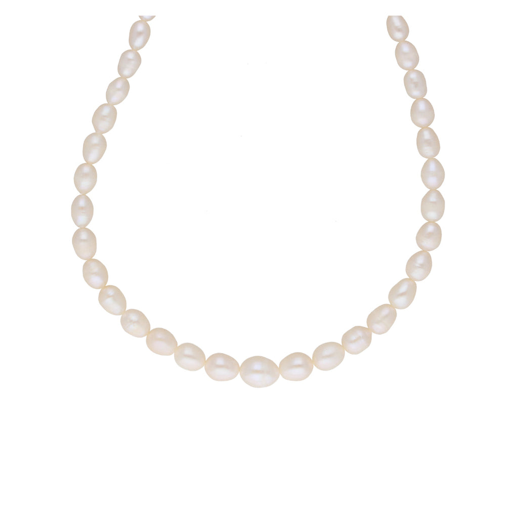 J Pearls White Graded Oval Pearl Necklace - Real Pearl Jewelry | Grocsy
