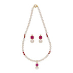J Pearls Classic Red Pearl Pendant Set - Real Pearl Jewelry | Grocsy