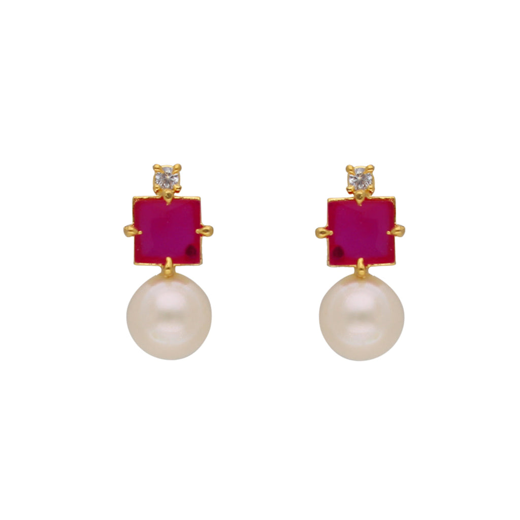 J Pearls Classic Red Pearl Pendant Set - Real Pearl Jewelry | Grocsy