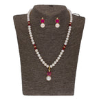 J Pearls Classic Red Pearl Pendant Set - Real Pearl Jewelry | Grocsy