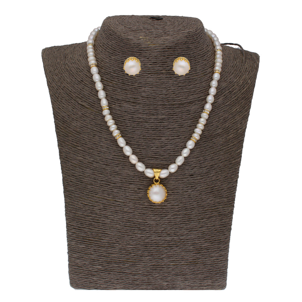J Pearls Single String Fashionable Pearl Set - Real Pearl Jewelry