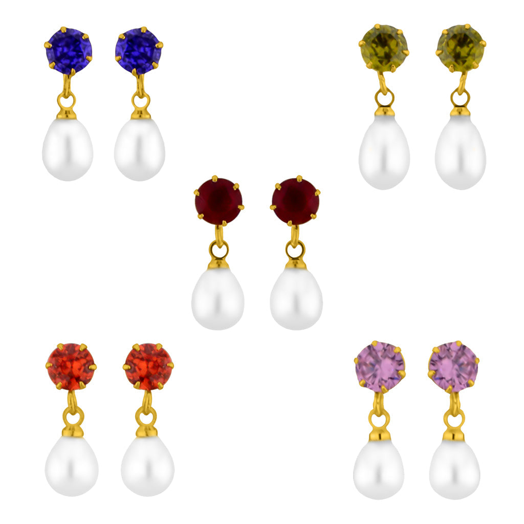 J Pearls Colourful Earrings Combo - Real Pearl Jewelry | Grocsy