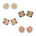 J Pearls Flower Earrings Combo - Real Pearl Jewelry
