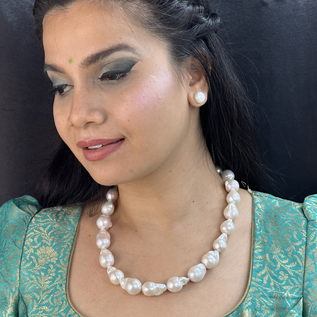 J Pearls Ehani 1 Line Baroque Pearl Necklaces | Grocsy