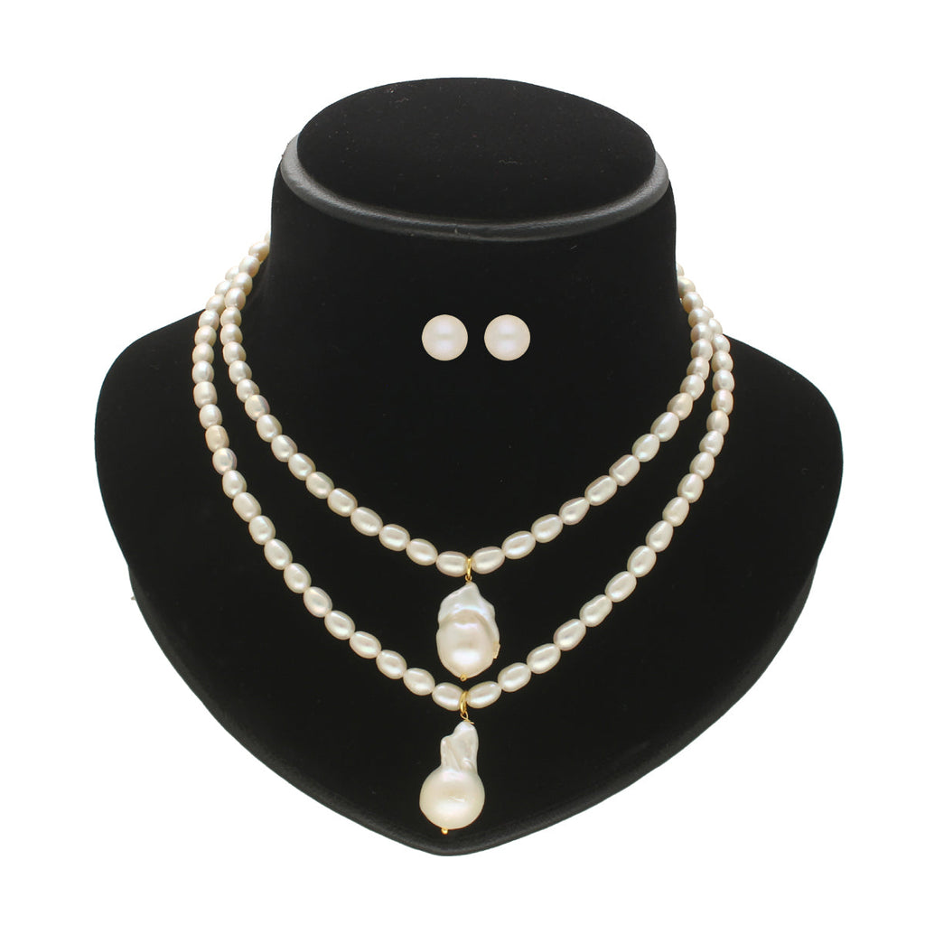 J Pearls Oeshi 2 Lines Oval Pearl Necklaces | Grocsy