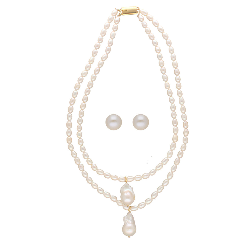 J Pearls Oeshi 2 Lines Oval Pearl Necklaces | Grocsy