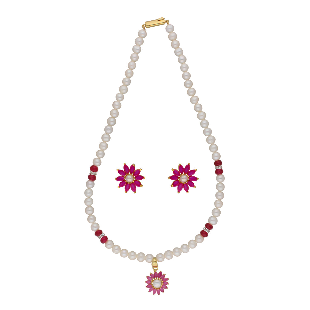 J Pearls Navishka 1 Line Pearl Sets - Real Pearl Jewelry | Grocsy
