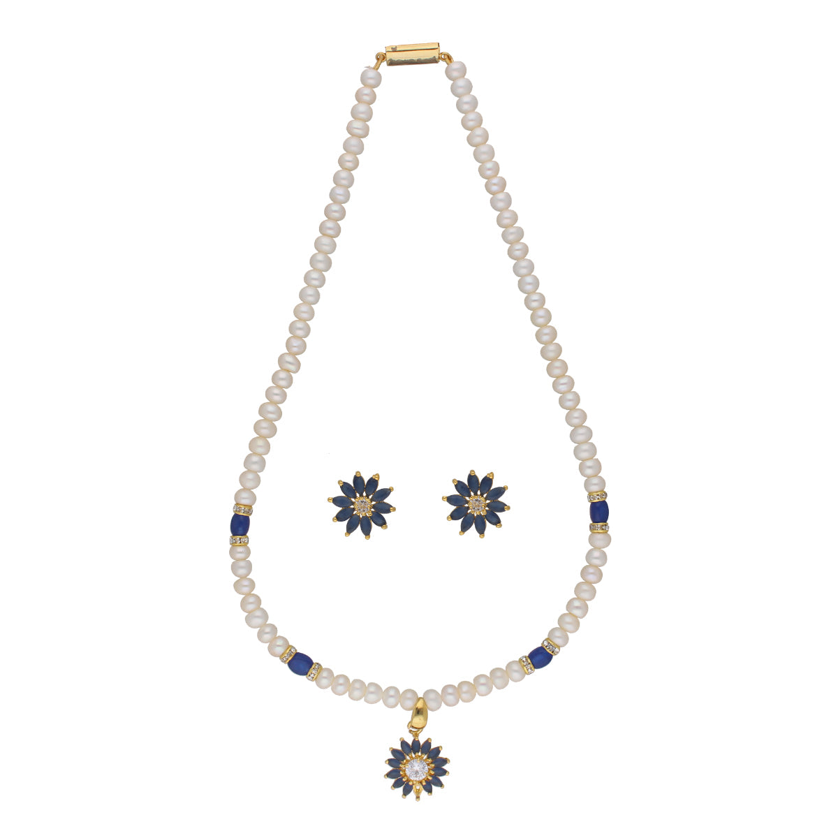 J Pearls Eeshika 1 Line Pearl Sets - Real Pearl Jewelry | Grocsy