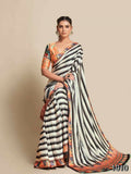 Partywear Designer Black & White Bright Moss Fancy Saree - Durga | Grocsy