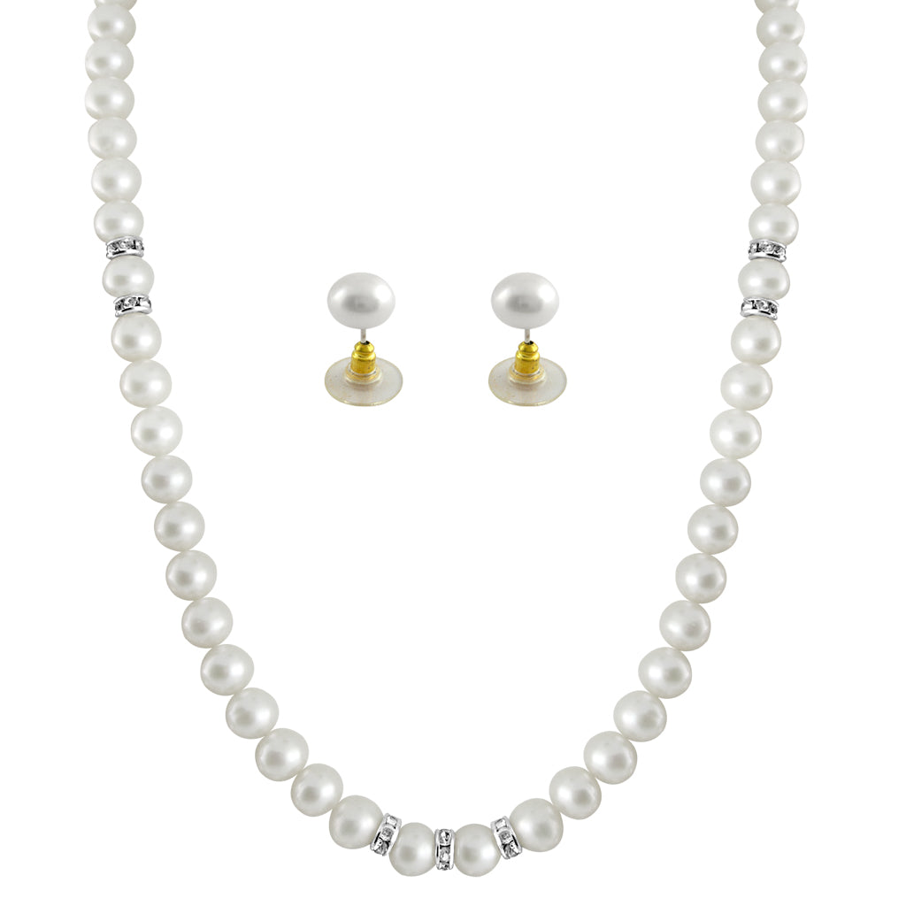 J Pearls White Single Line Pearl Necklace - Real Pearl Jewelry | Grocsy