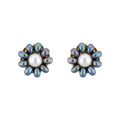 J Pearls Grey Flower Ear Rings - Real Pearl Jewelry