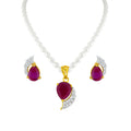 J Pearls Red Drop Set - Real Pearl Jewelry