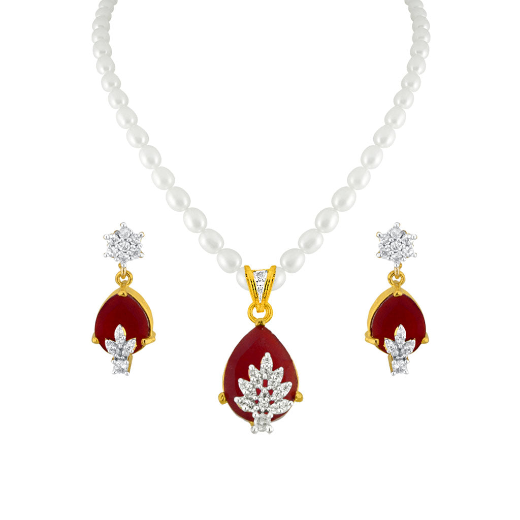 J Pearls Designer Drop Pendant Set - Real Pearl Jewelry | Grocsy