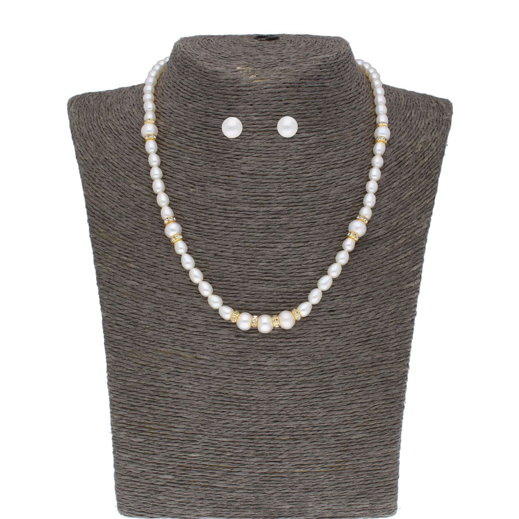 J Pearls Yashvi 1 Line Pearl Set - Real Pearl Jewelry | Grocsy