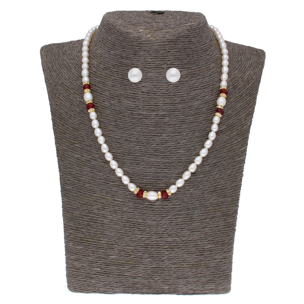 J Pearls Navishka 1 Line Pearl Set - Real Pearl Jewelry