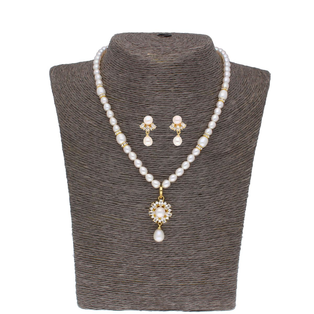 J Pearls Theertha Pearl Set - Real Pearl Jewelry | Grocsy