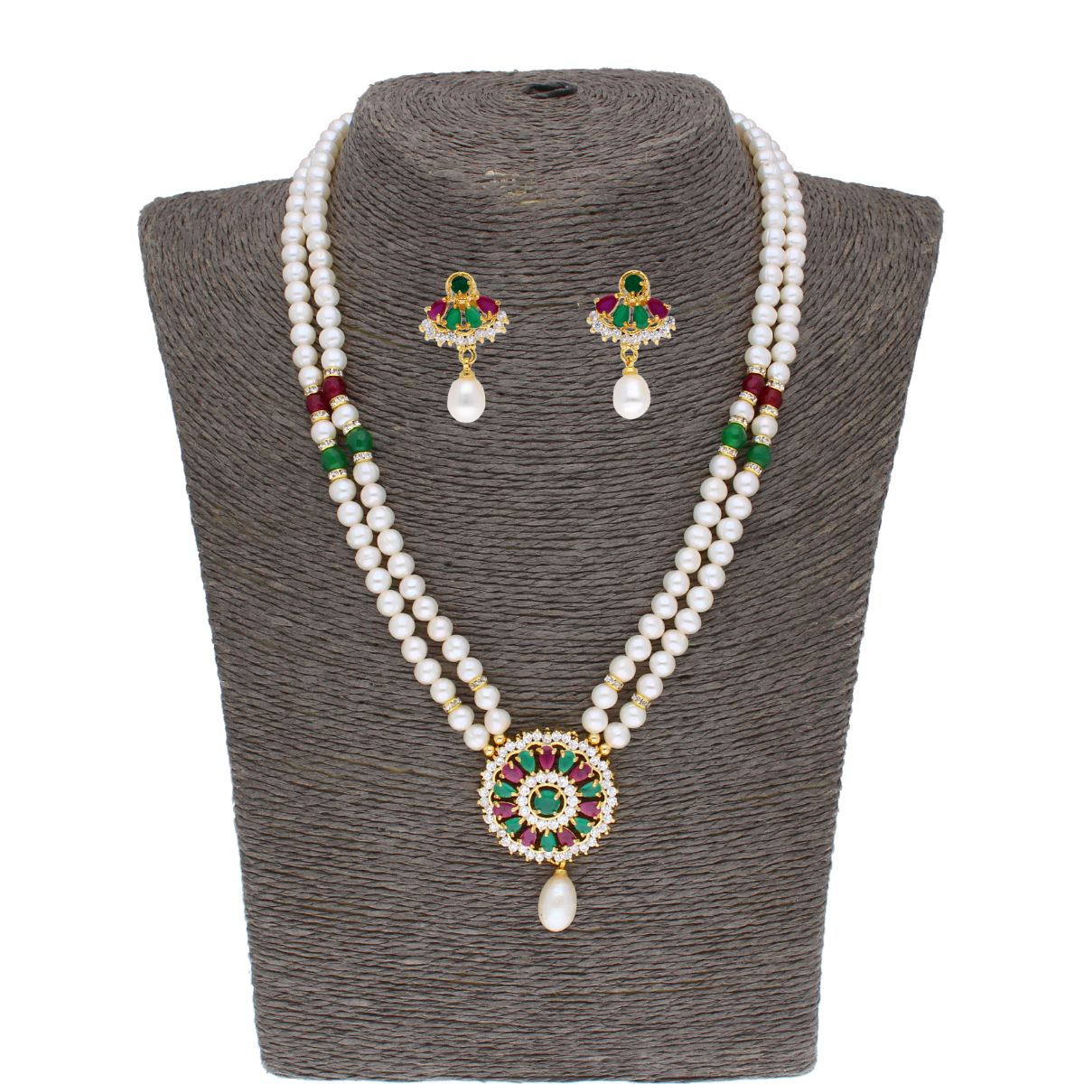J Pearls Abeedha Pearl Set - Real Pearl Jewelry | Grocsy