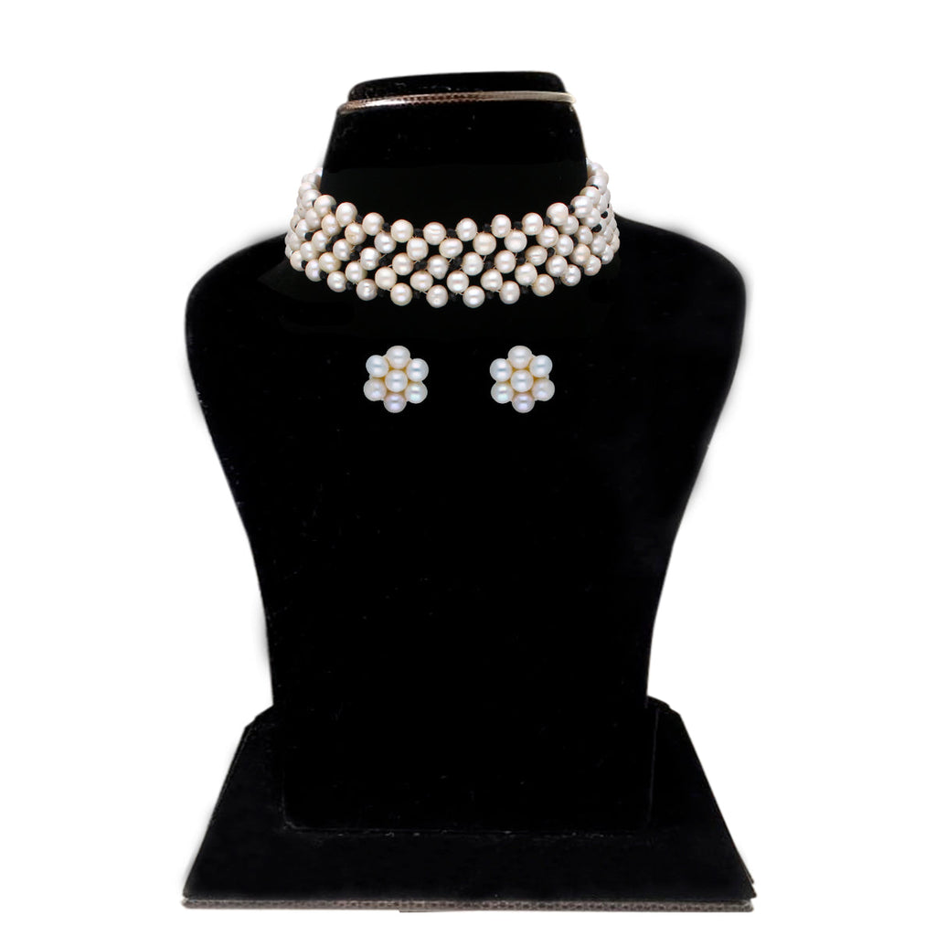 J Pearls Tulsi 1 Line Pearl Choker - Real Pearl Jewelry | Grocsy