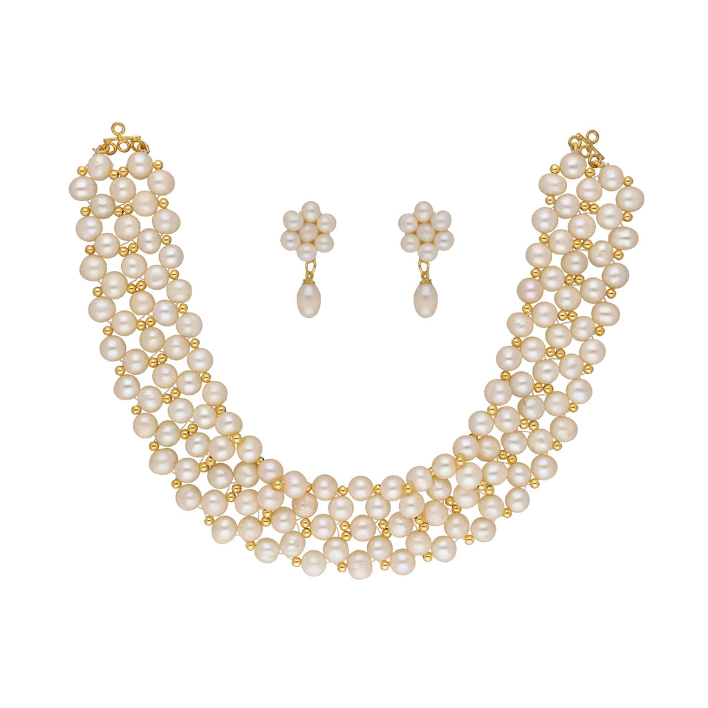 J Pearls Abarna 1 Line Pearl Choker - Real Pearl Jewelry | Grocsy