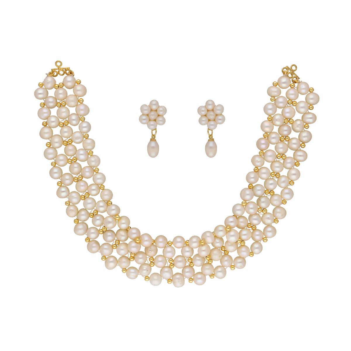 J Pearls Abarna 1 Line Pearl Choker - Real Pearl Jewelry | Grocsy